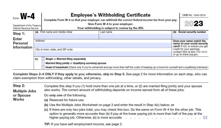 IRS W-4 Form 2023 Printable - IRS Tax Forms 2024