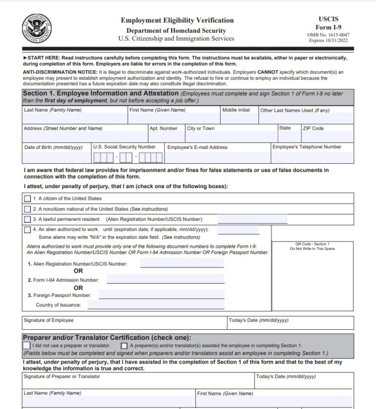 i9 Form 2022 Printable – Everything You Must Know - IRS Tax Forms 2025