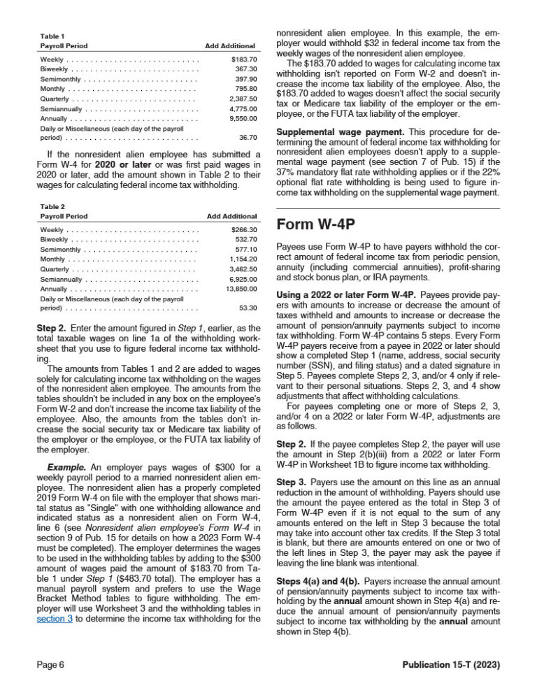 Federal Income Tax Withholding Tables 2023 Weekly Biweekly Monthly 8231