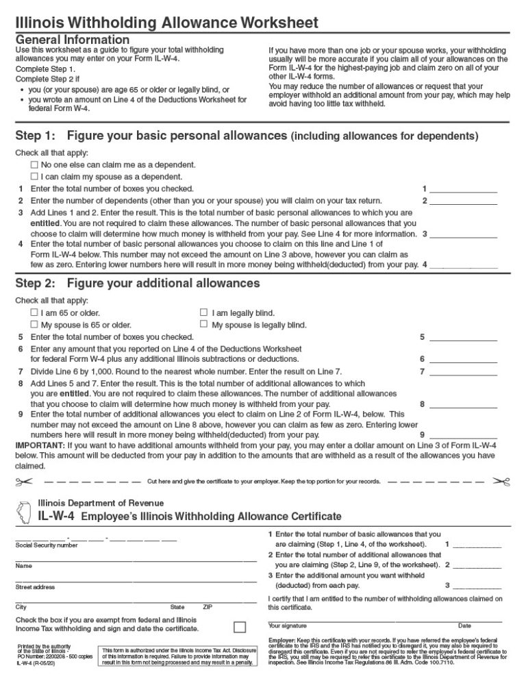 Illinois W4 Form 2023 Printable IL W4 Withholding 2023