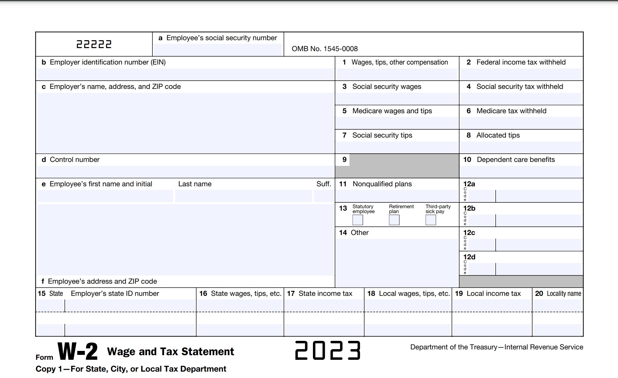 W-2 Form 2023, Wage and Tax Statement
