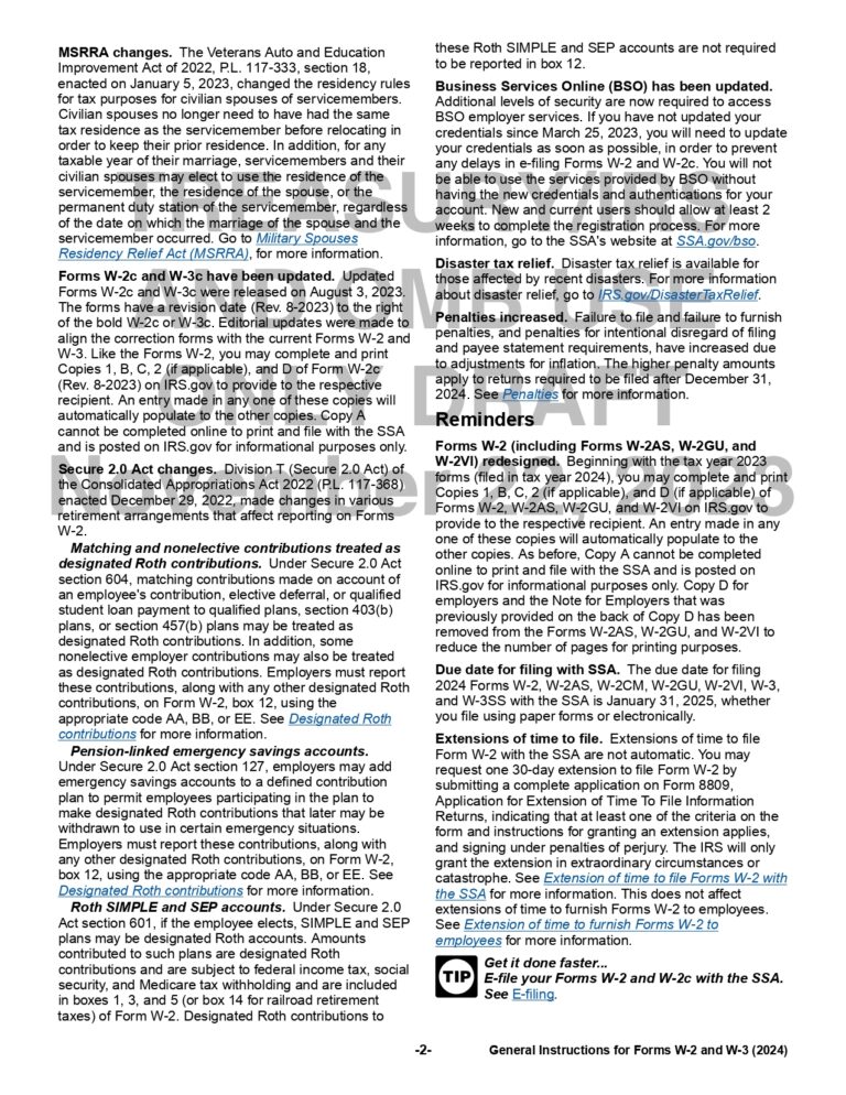 W2 Form 2024, Wage and Tax Statement IRS Tax Forms 2024
