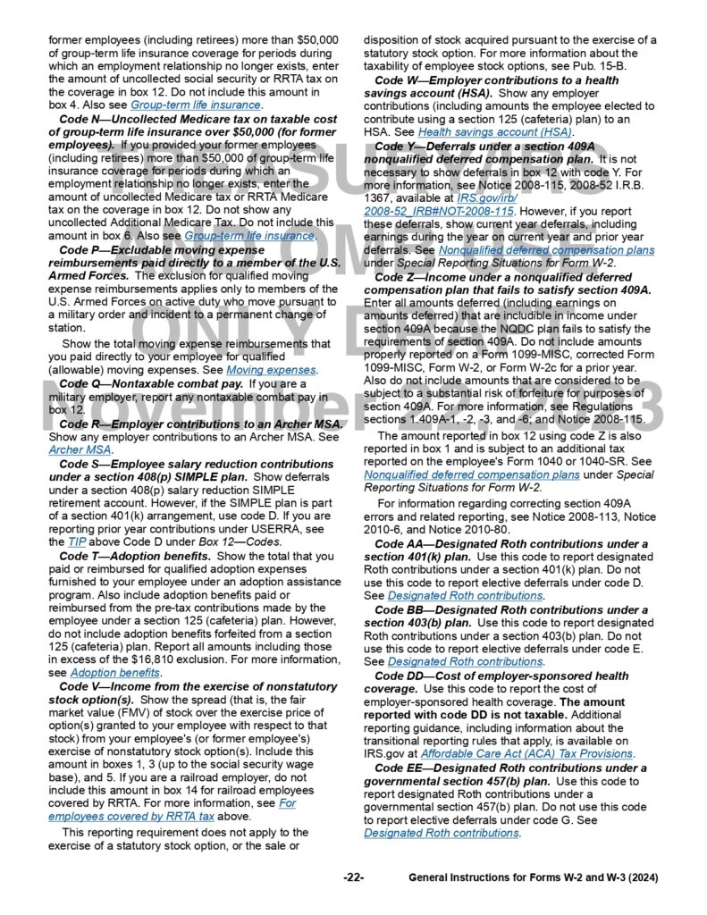 W2 Form 2024, Wage and Tax Statement IRS Tax Forms 2024