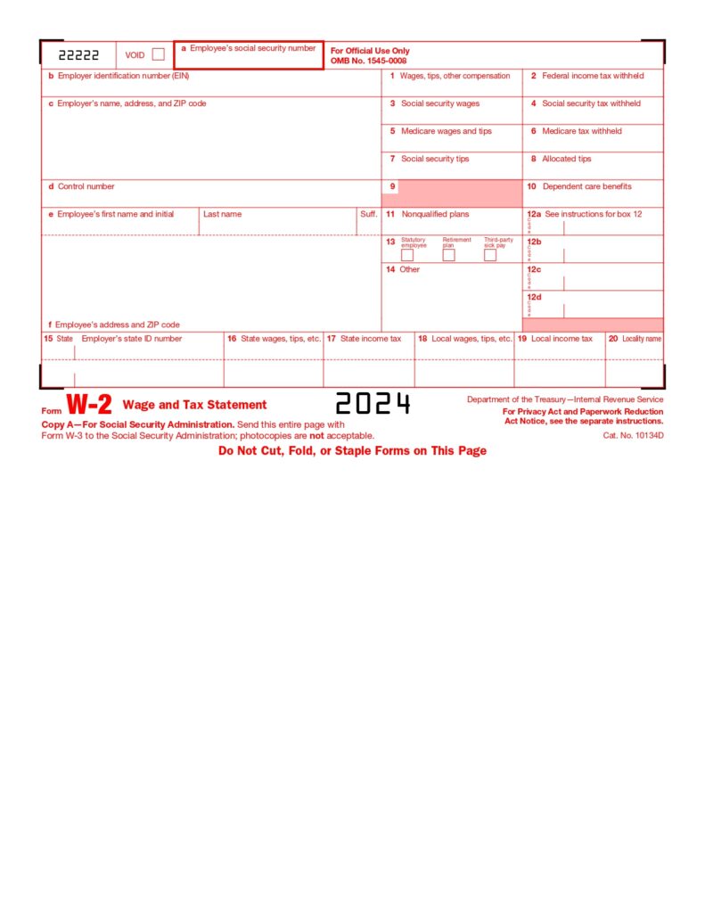 W2 Form 2024 Printable IRS Tax Forms 2024