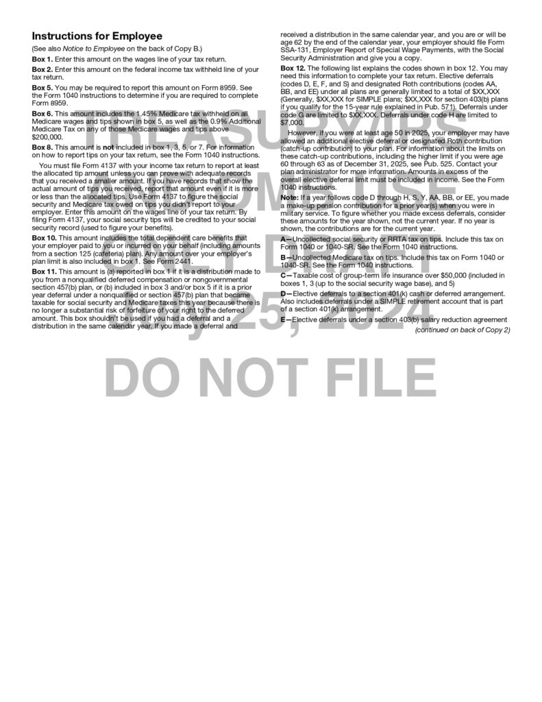 W-2 Form 2025 Printable: Wage and Tax Statement - IRS Tax Forms 2025