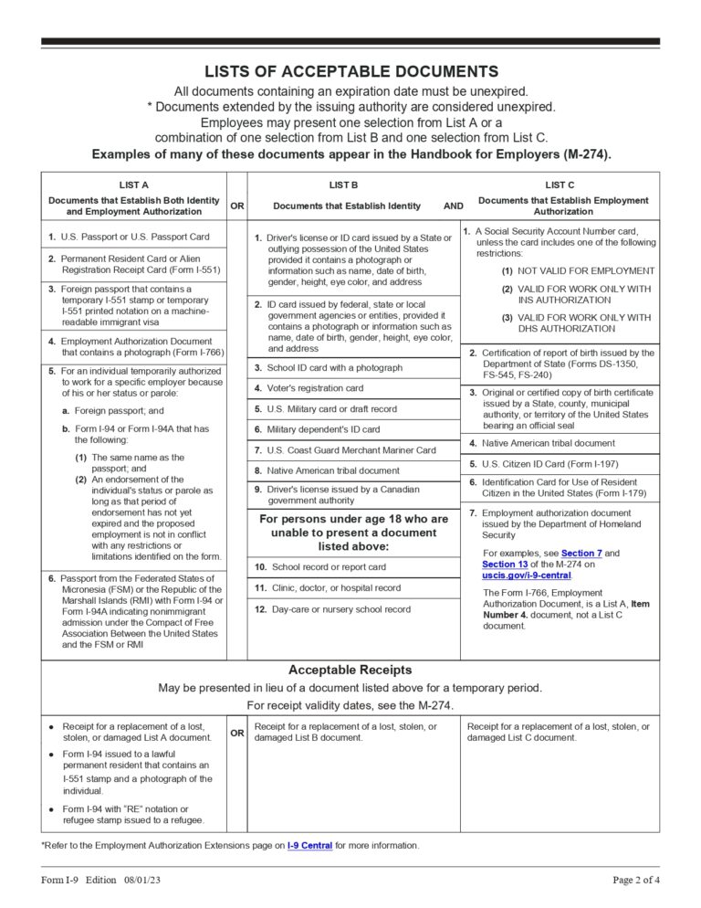 I-9 Form 2025 Printable – Employment Eligibility Verification | IRS Tax ...