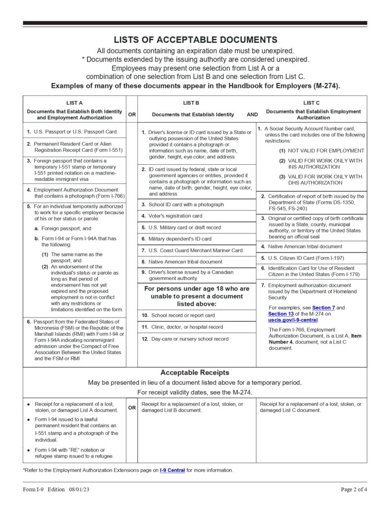 I-9 Form 2025 Printable – Employment Eligibility Verification | IRS Tax ...