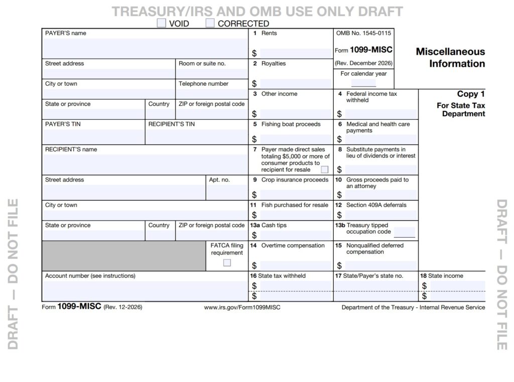 1099-MISC Form 2026 Draft