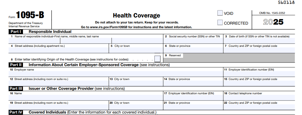 IRS Form 1095-B - Health Coverage