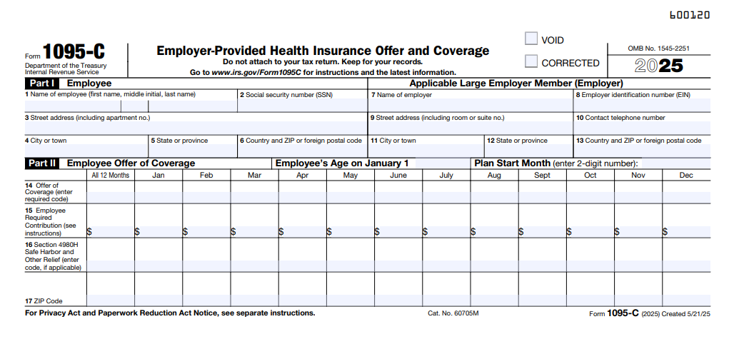 IRS Form 1095-C - Employer-Provided Health Insurance Offer and Coverage