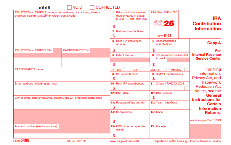 IRS Form 5498 - IRA Contribution Information
