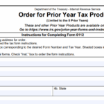 IRS Form 6112 - Order for Prior Year Tax Products