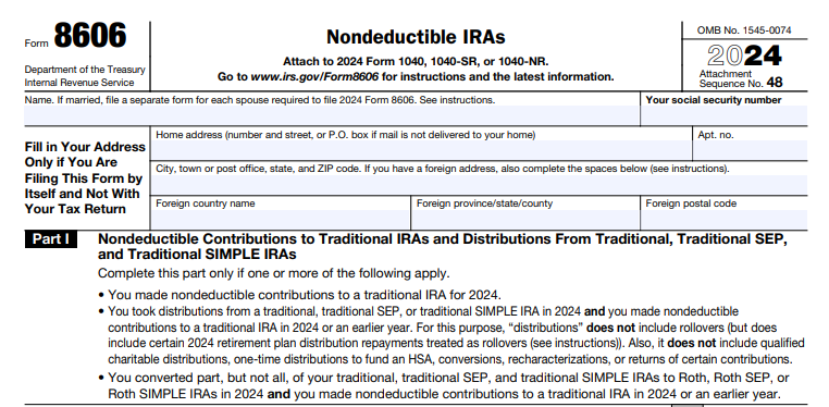 IRS Form 8606 - Nondeductible IRAs