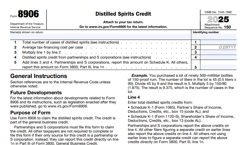 IRS Form 8906 - Distilled Spirits Credit