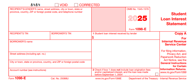 IRS Form 1098-E - Student Loan Interest Statement