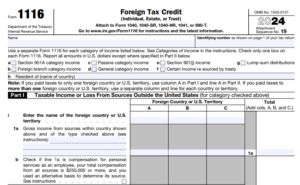 IRS Form 1116 - Foreign Tax Credit (Individual, Estate, or Trust)