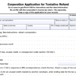 IRS Form 1139 - Corporation Application for Tentative Refund