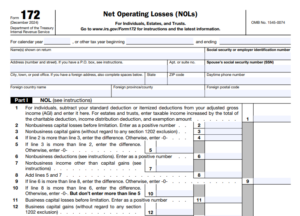 IRS Form 172 - Net Operating Losses (NOLs) For Individuals, Estates