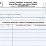 IRS Form 4810 - Request for Prompt Assessment Under Internal Revenue Code Section 6501(d)