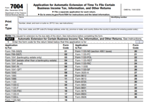 IRS Form 7004 - Application for Automatic Extension of Time To File ...