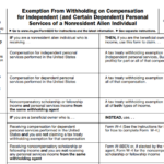IRS Form 8233 - Exemption From Withholding on Compensation for Independent (and Certain Dependent) Personal Services of a Nonresident Alien Individual