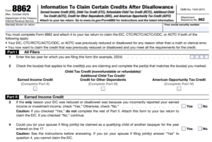 IRS Form 8862 - Information To Claim Certain Credits After Disallowance