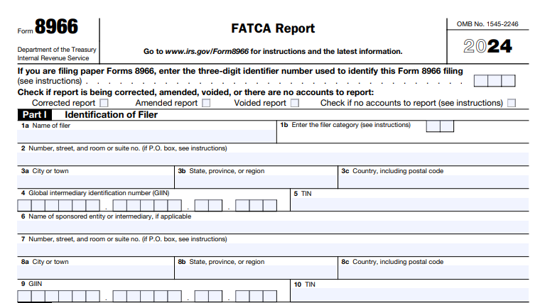 IRS Form 8966 - FATCA Report
