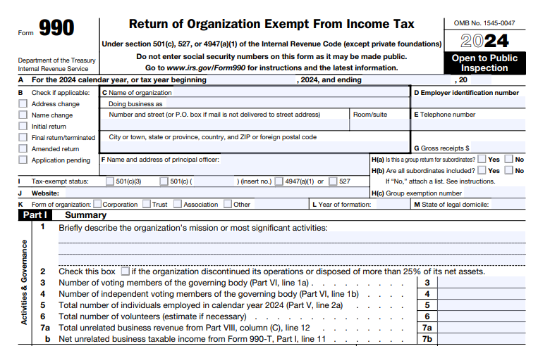 IRS Form 990 - Return of Organization Exempt From Income Tax