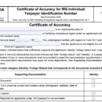 IRS Form W-7-COA - Certificate of Accuracy for IRS Individual Taxpayer Identification Number
